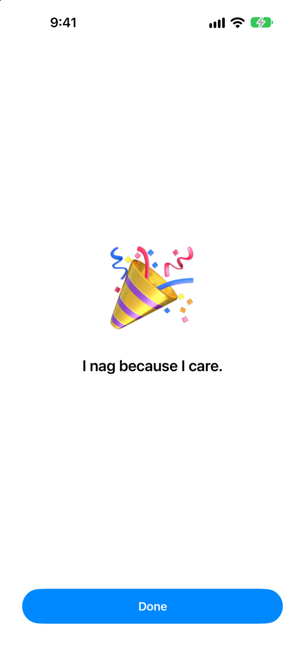 The escape celebration: I nag because I care.