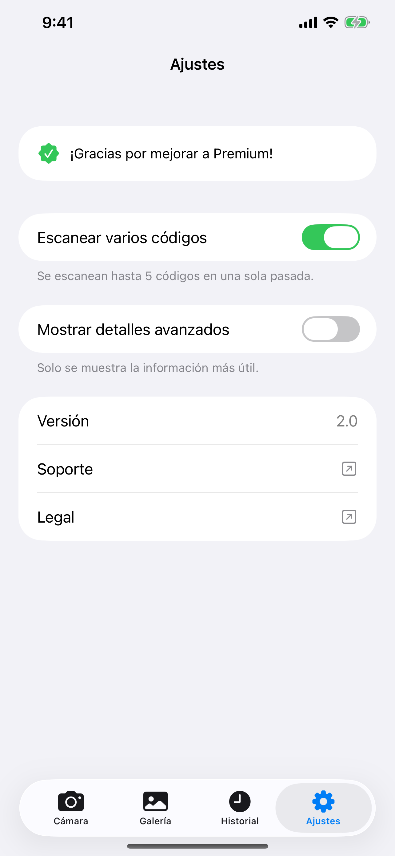 Pantalla ajustes