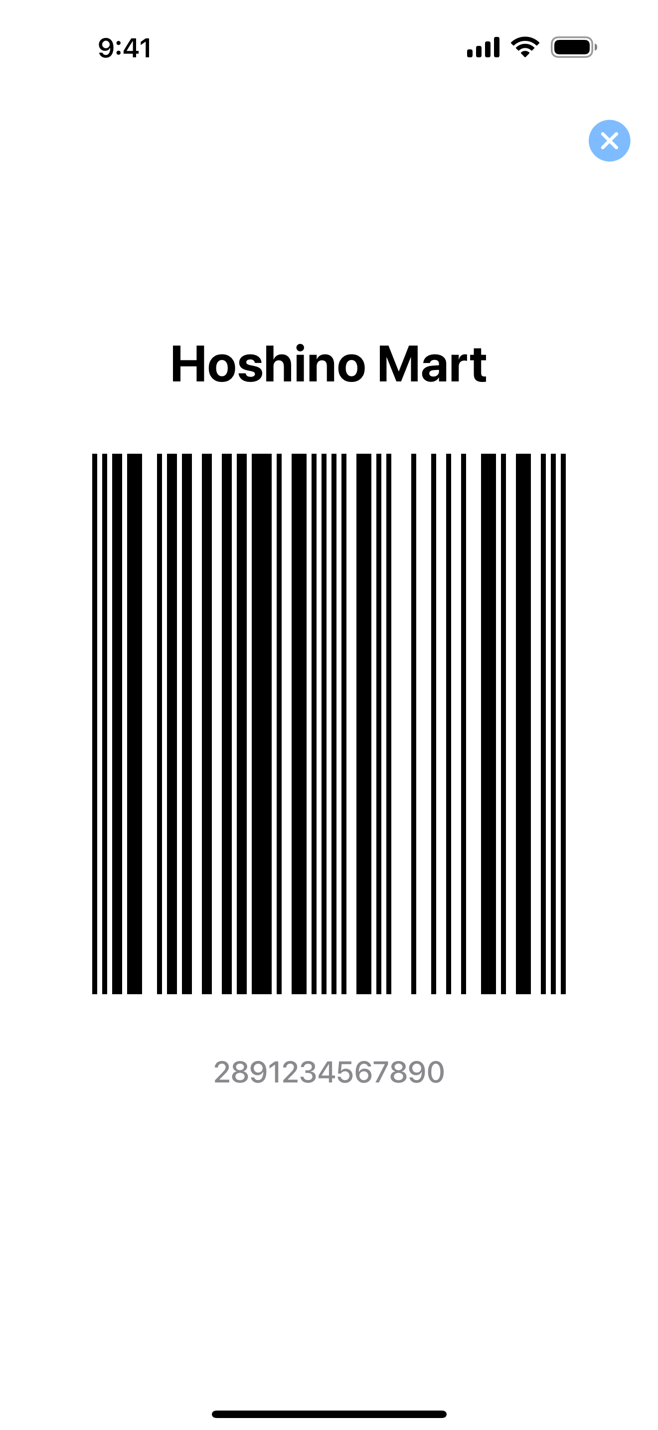 A card shown full-screen on iPhone