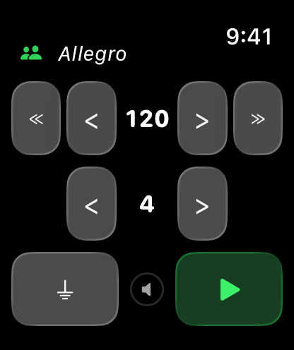 Tempo preset list beginning with Larghissimo at 15 BPM